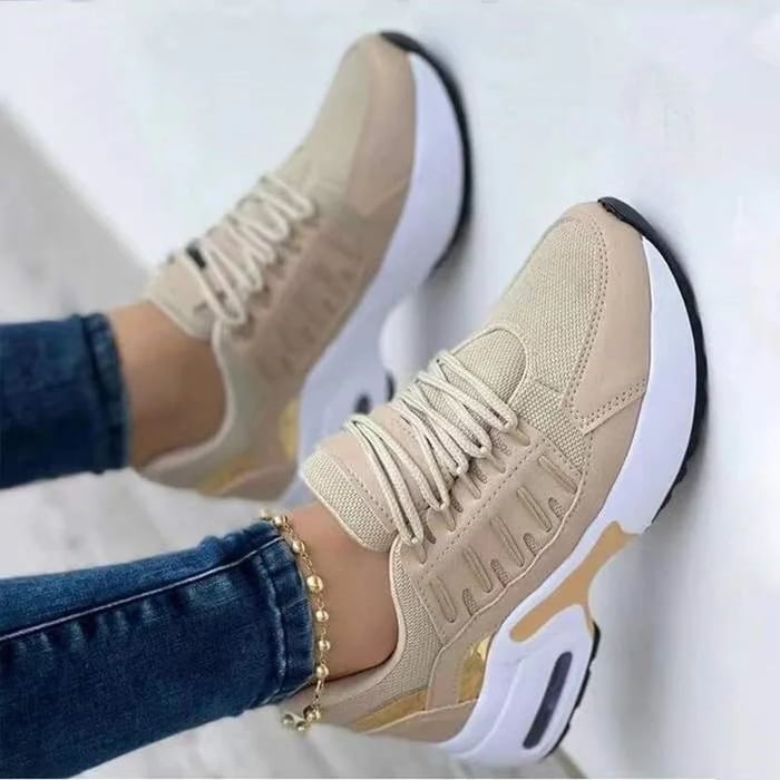 Baskets en mesh pour femme avec semelle épaisse - Beige / 40