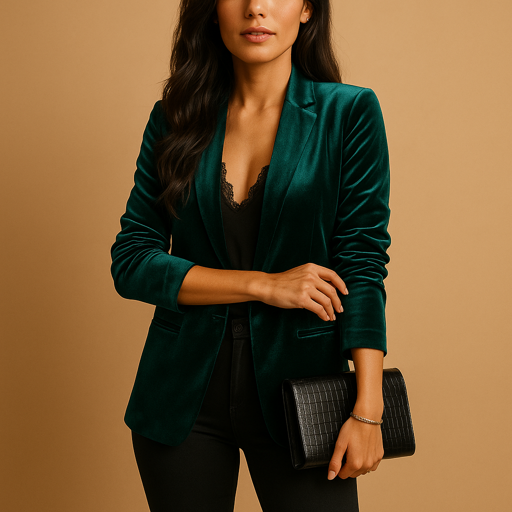 Blazer en velours côtelé pour femme à coupe classique - Rød / S