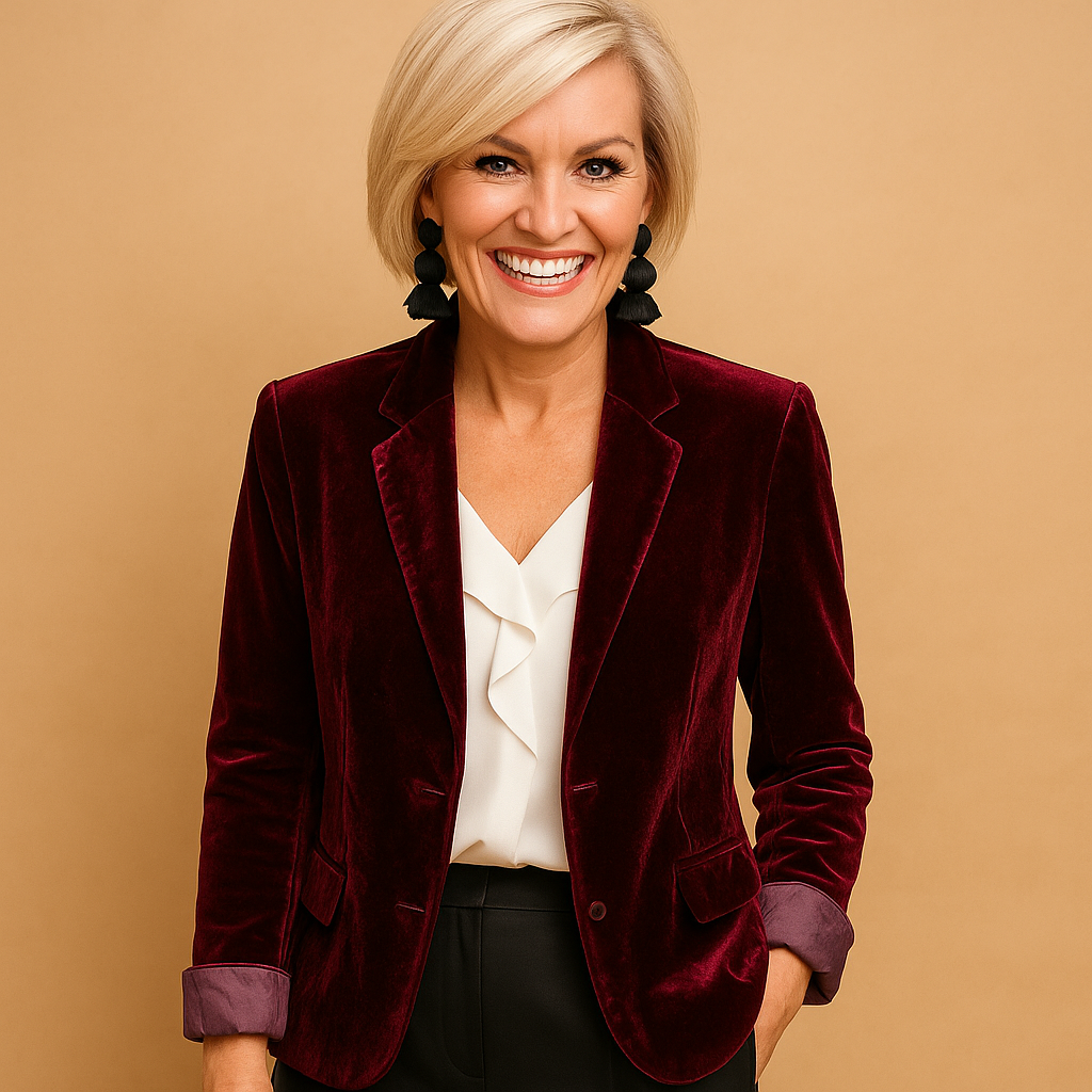 Blazer en velours côtelé pour femme à coupe classique - Grøn / S