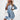 Sarina | Lagdelt Denim-Style Mini Kjole med Knapper Front og 3/4 Ærmer | Letvægts Casual Mini Kjole Dame