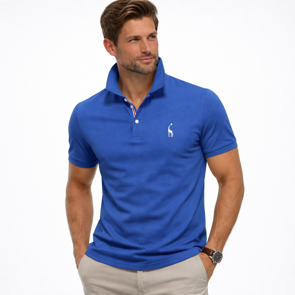 Polo pour homme avec col contrasté - Bleu / S