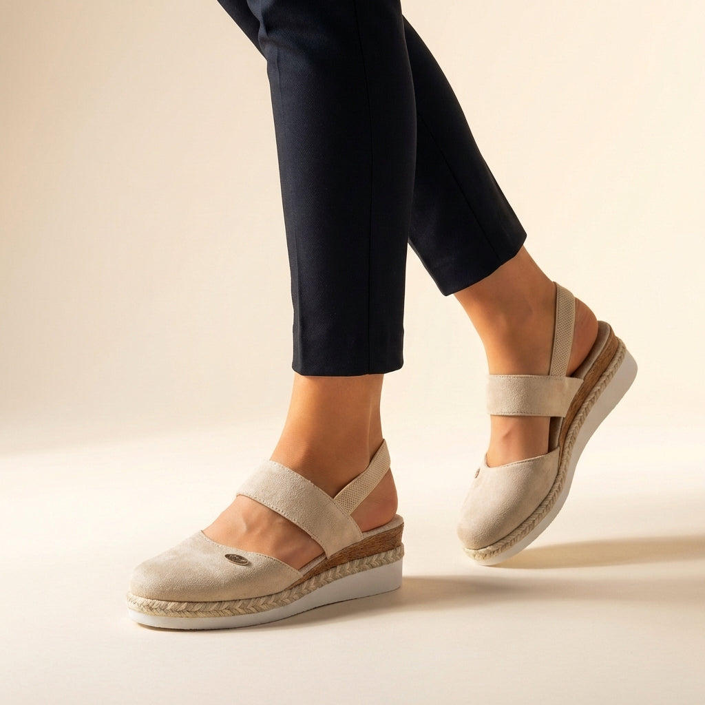 Give me espadrille sandals in suede with braided wedge sole. - Beige / EU 39/UK 6/US 8.5