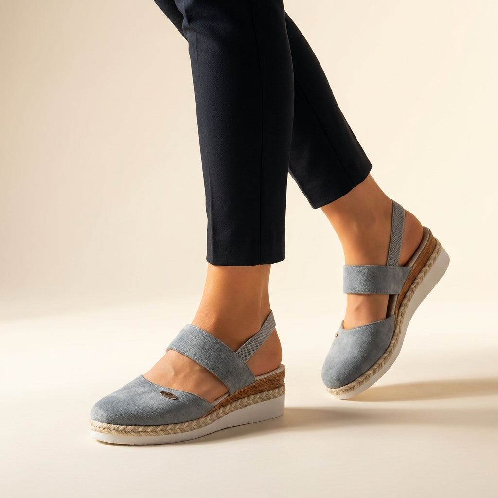 Give me espadrille sandals in suede with braided wedge sole. - Grå / EU 40/UK 6.5/US 9