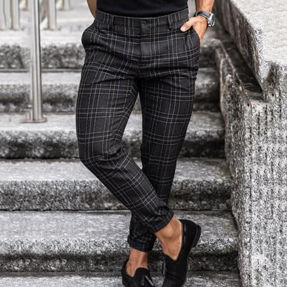 Pantalon extensible à carreaux pour homme à coupe ajustée - Sort / XL