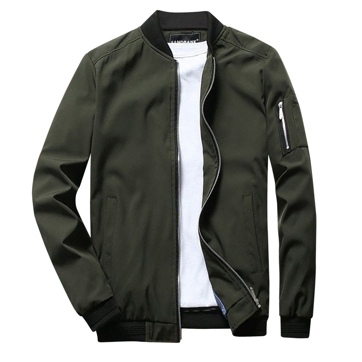 Light bomber jacket with zippered sleeve pocket - Militærgrøn / 5XL