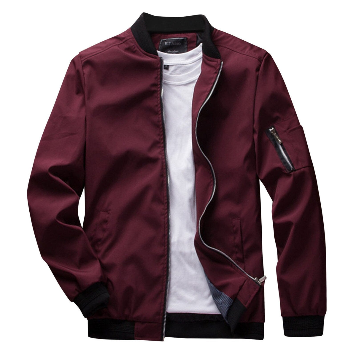 Light bomber jacket with zippered sleeve pocket - Bordeauxrød / 2XL