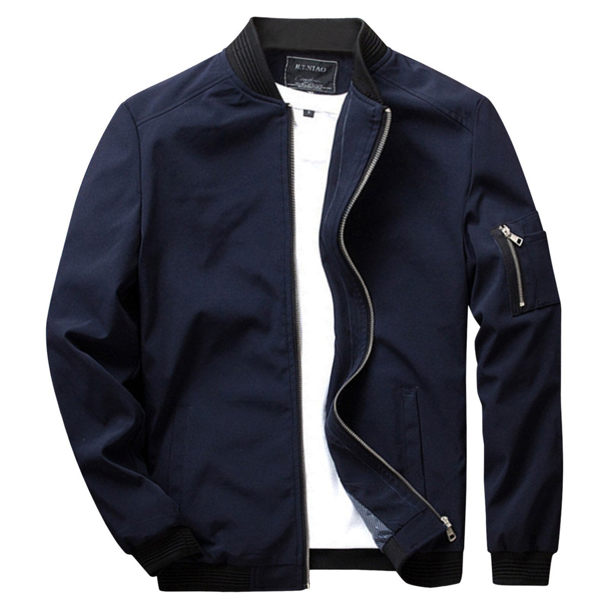 Light bomber jacket with zippered sleeve pocket - Mørkeblå / 4XL