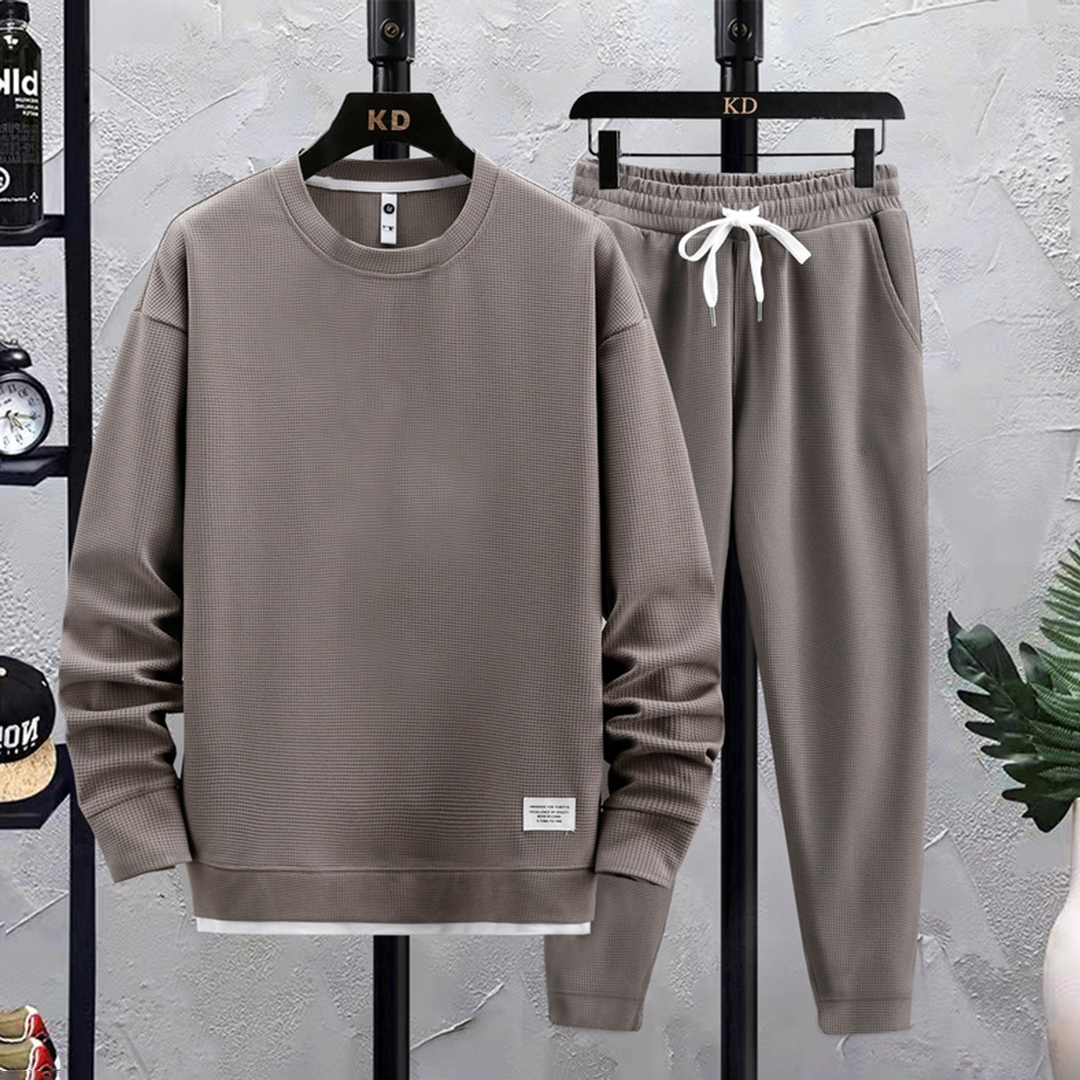 Ensemble de jogging pour homme avec sweat-shirt et pantalon de jogging - Grå / S