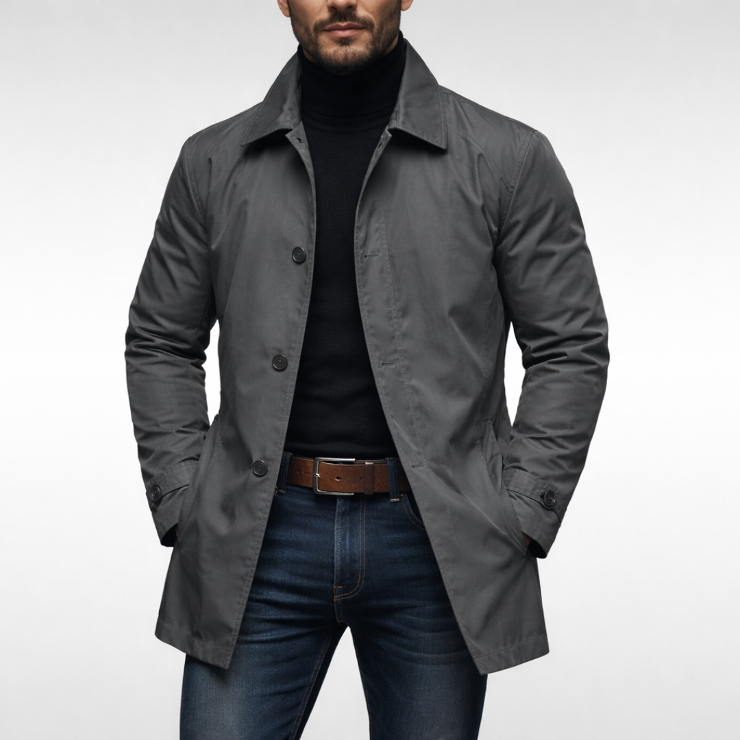 Chaqueta de entretiempo para hombre con cuello y botones - Gris / 2XL