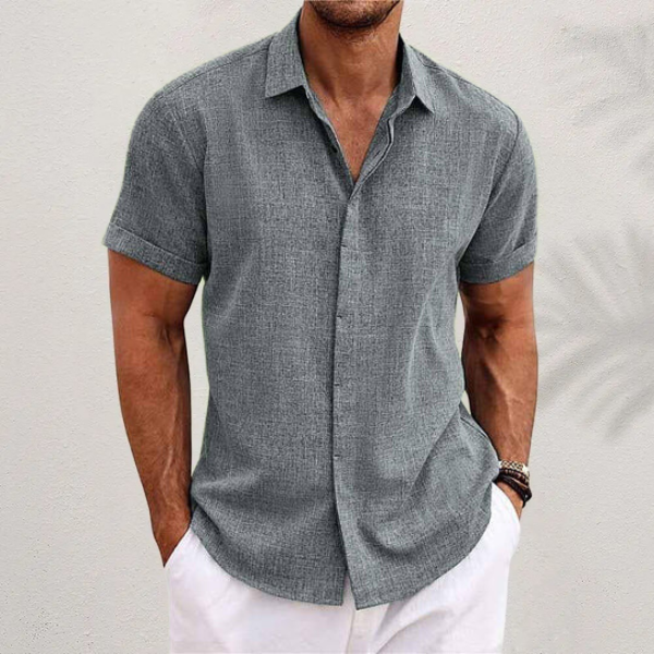 Men's short-sleeve cotton shirt - Gray / 2XL