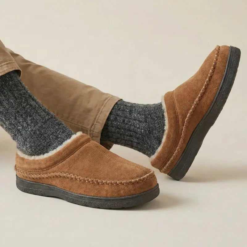 Chaussons fourrés pour homme à coupe large et semelle épaisse - Lysebrun / EU 45 / UK 10.5 / US 11.5