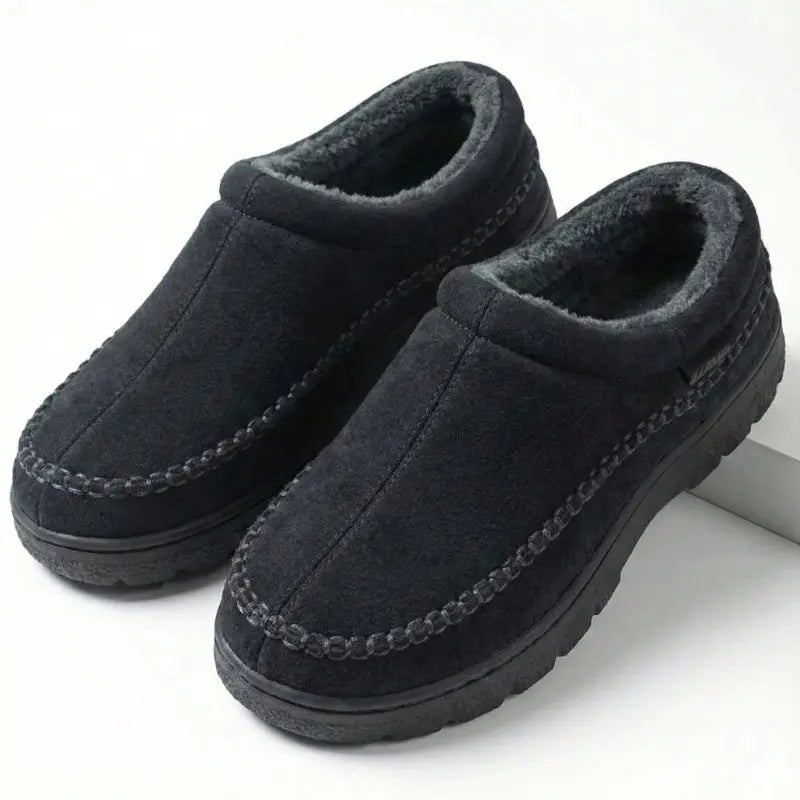 Chaussons fourrés pour homme à coupe large et semelle épaisse - Sort 2 / EU 42 / UK 8 / US 9
