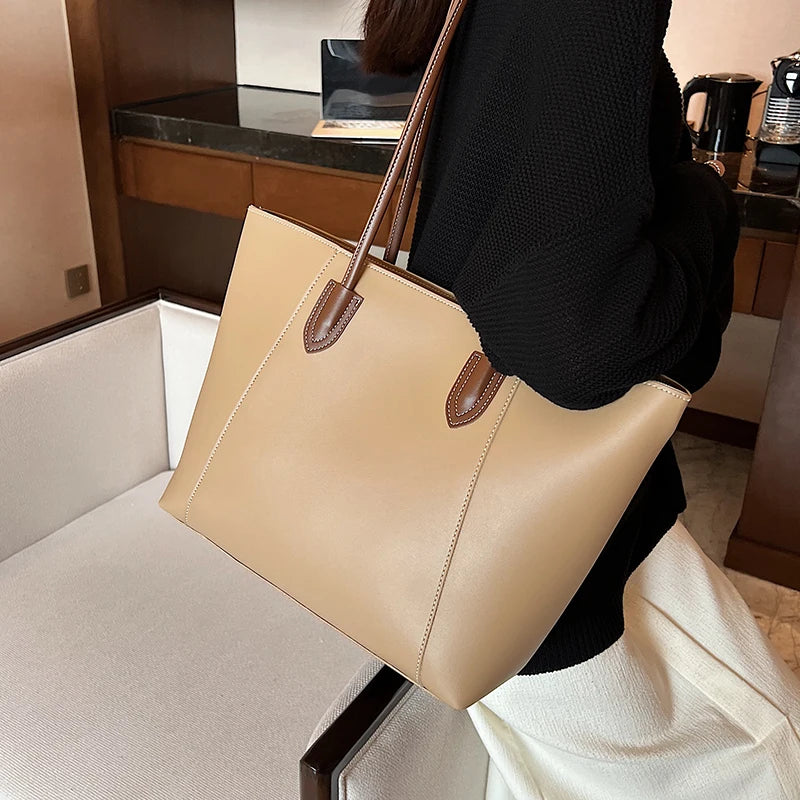 Borsa a spalla da donna in ecopelle PU con portamonete rimovibile - autunno - Beige