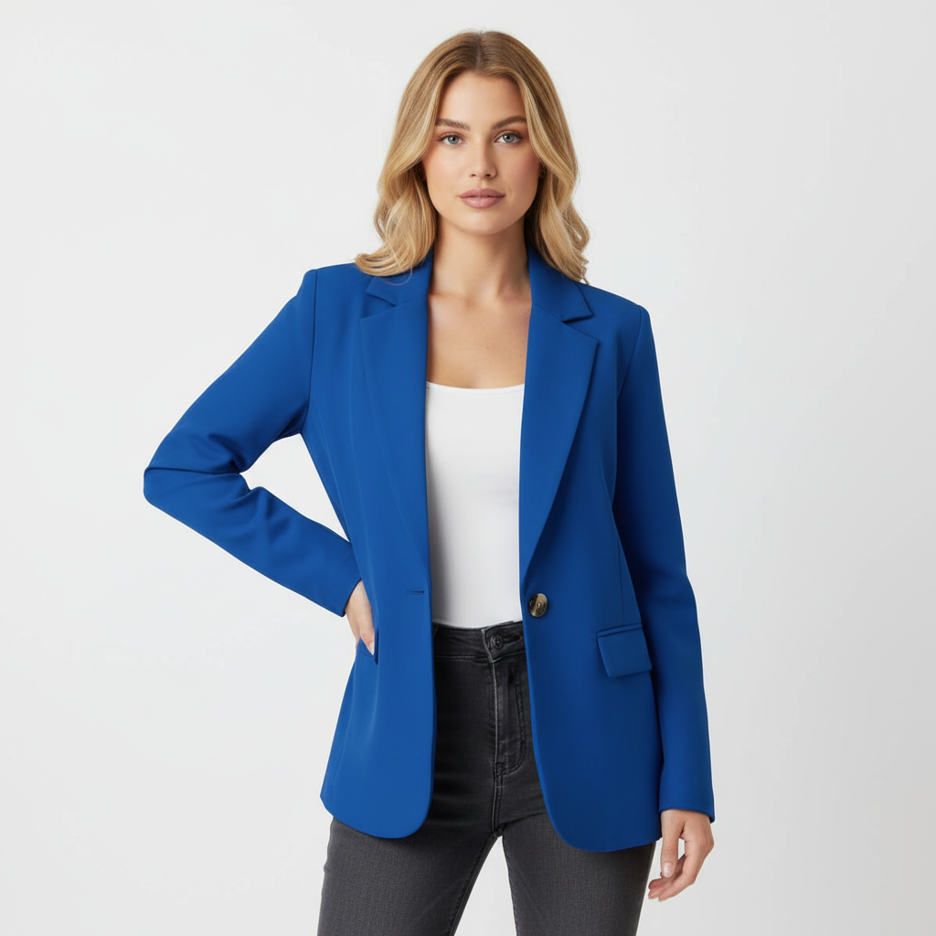 Blazer ajusté en polyester – blazer business élégant - Blå / 2XL