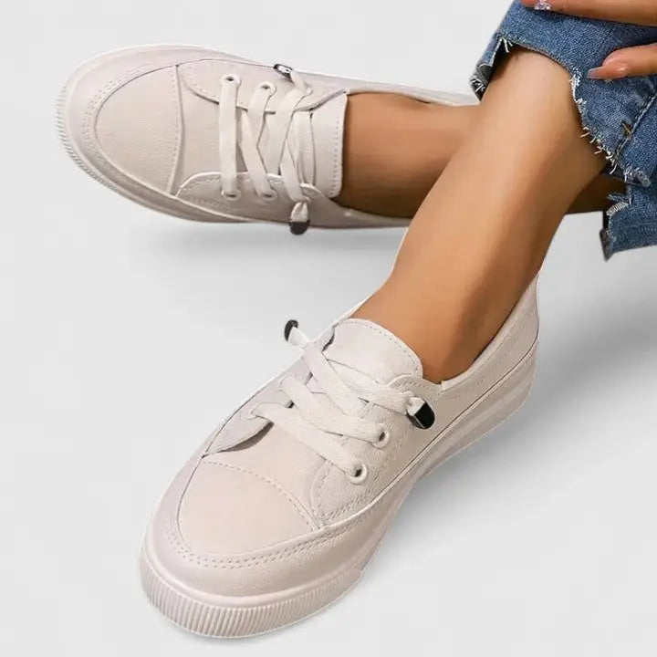 Zapatillas de cuero sintético con suela cómoda - Beige / EU 37/UK 4/US 6.5