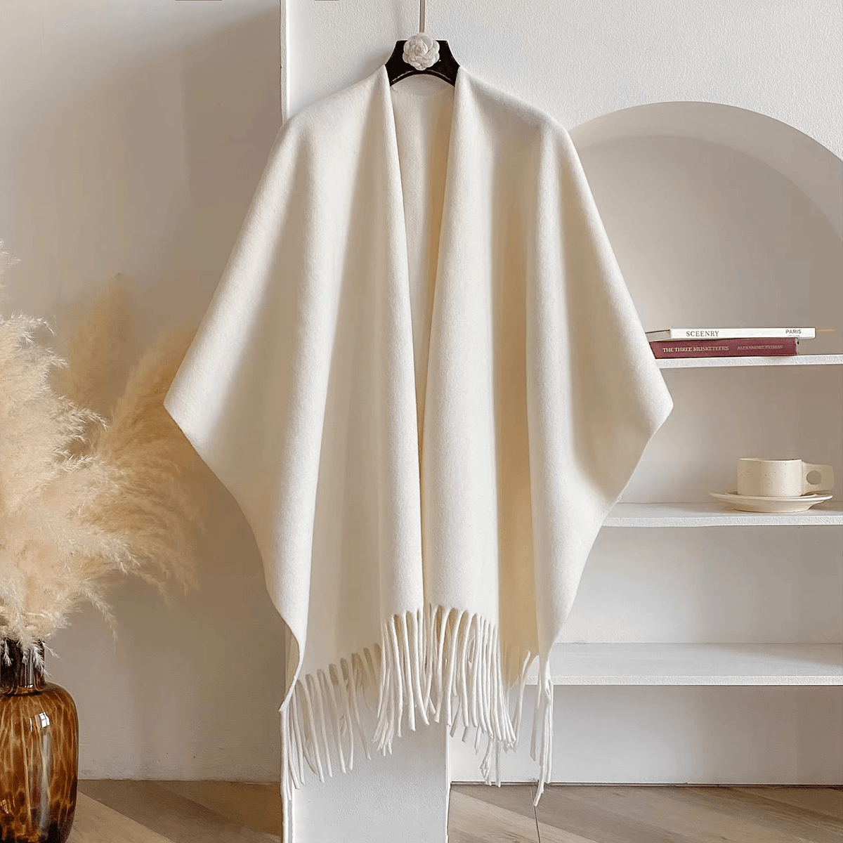 Poncho à franges pour femme | Poncho ouvert sur le devant