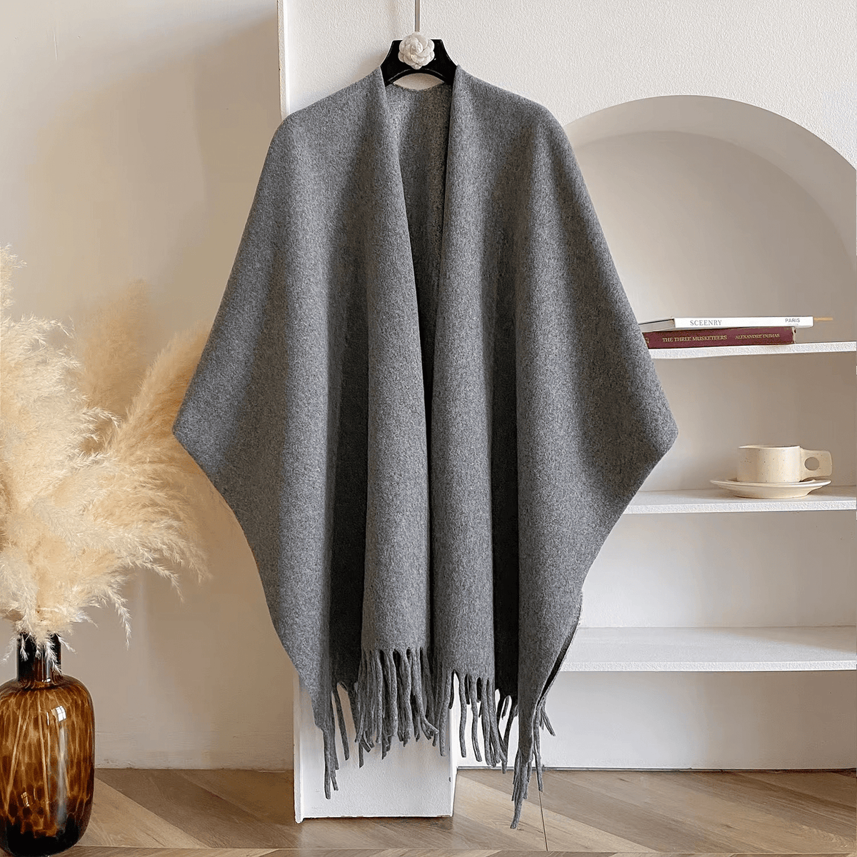 Poncho de mujer con flecos | Poncho con parte delantera abierta