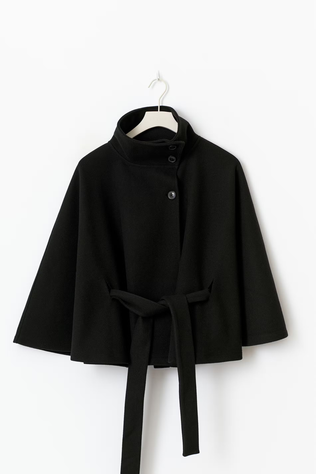 Manteau cape en laine pour femme avec ceinture à nouer - Sort / S