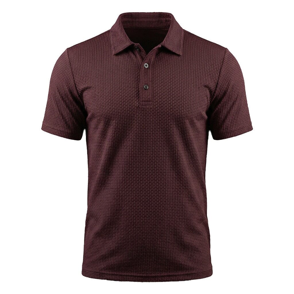 Polo elástico de hombre con tejido transpirable - Rojo oscuro / M