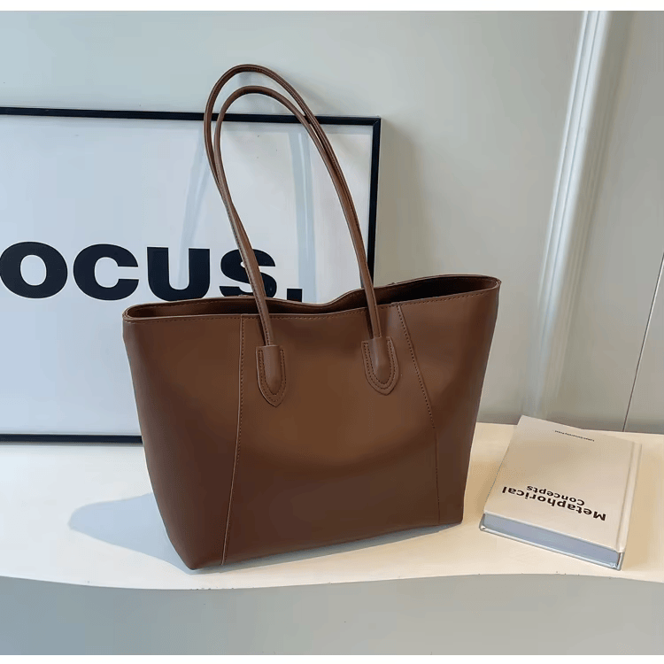 Borsa a spalla da donna in ecopelle PU con portamonete rimovibile - autunno - Marrone